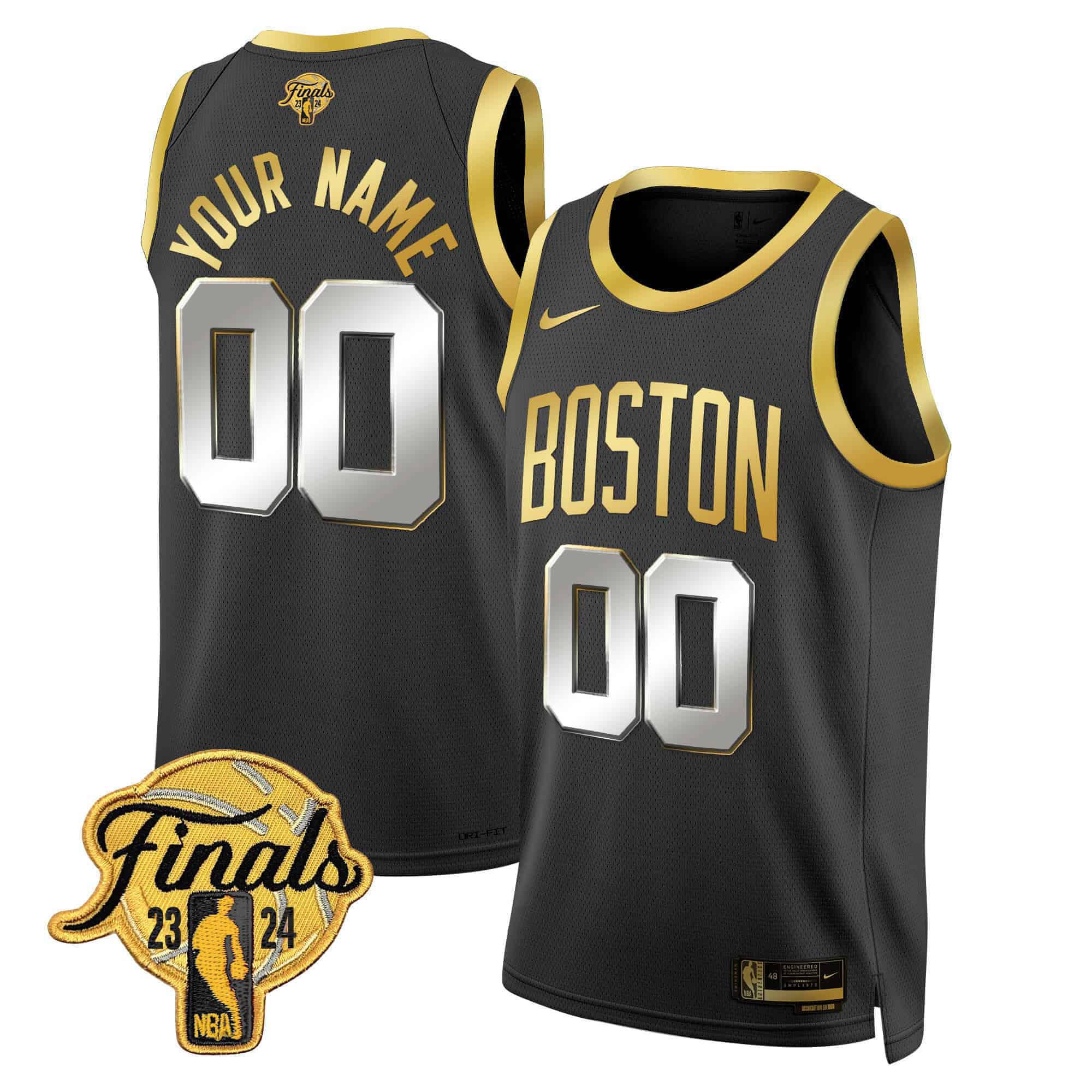 Men Boston Celtics Black 2024 Nike Finals Patch Swingman Custom NBA Jersey style 1->customized nba jersey->Custom Jersey